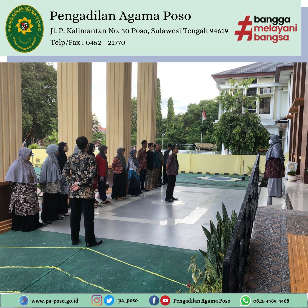pa_poso's tweet photo. Jum'at (5/5)
Apel Sore dipimpin oleh Wakil Ketua Pengadilan Agama Poso Ummu Rahmah, S.H., M.H. yang diikuti oleh seluruh Pegawai Pengadilan Agama Poso.
#apelsore https://t.co/w9keCd3cUs