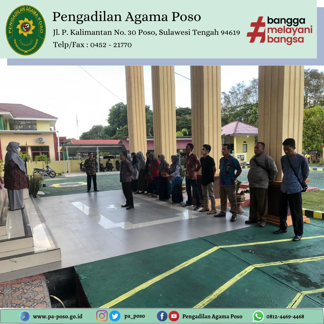 pa_poso's tweet photo. Jum'at (5/5)
Apel Sore dipimpin oleh Wakil Ketua Pengadilan Agama Poso Ummu Rahmah, S.H., M.H. yang diikuti oleh seluruh Pegawai Pengadilan Agama Poso.
#apelsore https://t.co/w9keCd3cUs