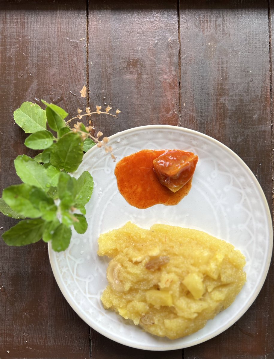 Pineapple sheera with a spicy lime pickle. Because what is sheera without a pickle?
