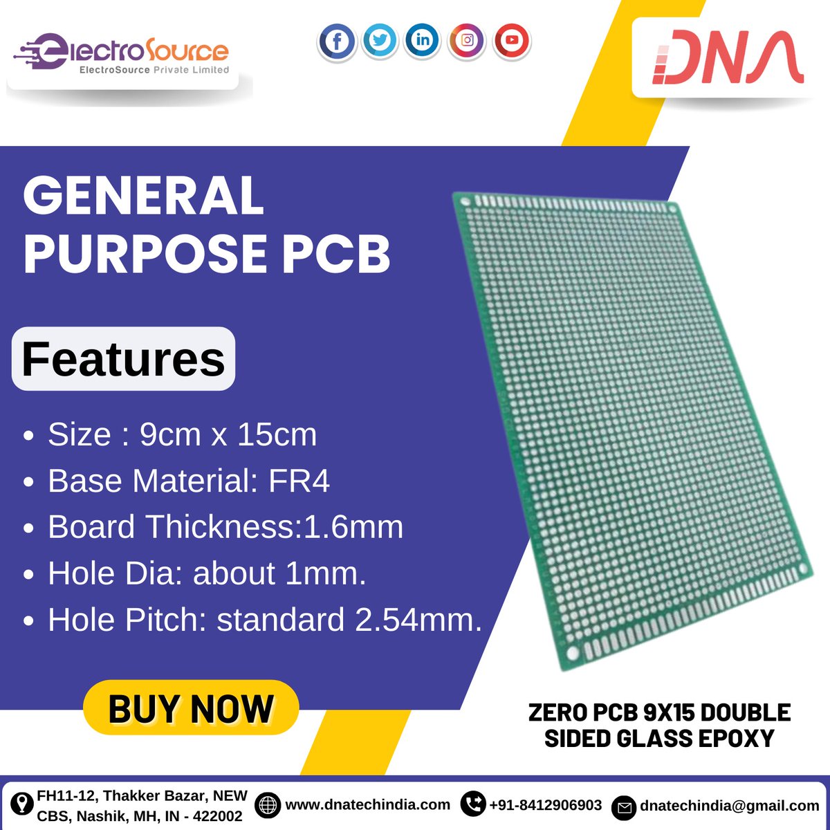 dnatechindia's tweet photo. General Purpose PCB
ZERO PCB 9X15 DOUBLE-SIDED GLASS EPOXY
#pcb #generalpurpose #doublesided #lassepoxy #size #basematerial #board #thikness #holedia #holepitch #Features #electric #electronicsengineering #electro #componenteselectronicos #nashikcity https://t.co/C4WK3V3dS4
