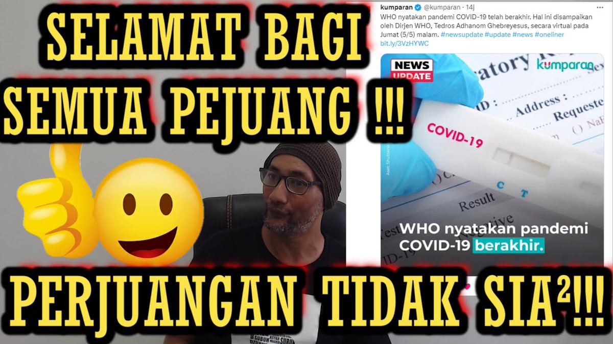 BabehAldoAje's tweet photo. SELAMAT BAGI SEMUA PEJUANG PLANDEMI !!!
ALHAMDULILLAH KABAR GEMBIRA PERJUANGAN TIDAK SIA SIA !! 
AKHIRNYA WHO NYATAKAN PANDEMI BERAKHIR !!

https://t.co/RJ9YamJNX9 https://t.co/vluWAA61TY
