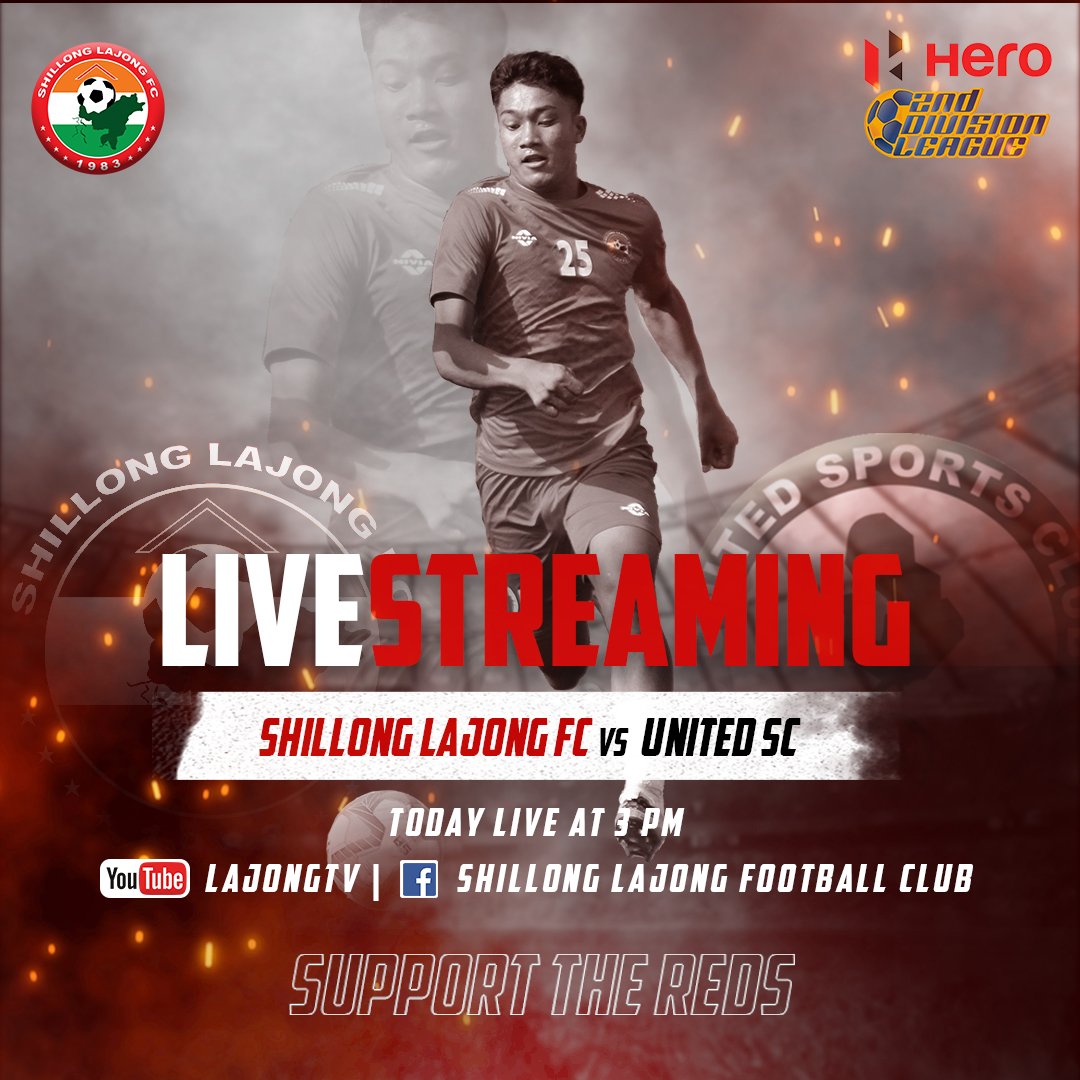 lajongfc's tweet photo. SHILLONG LAJONG v UNITED SC
Today's match will be livestreamed on our official YouTube and Facebook pages.
Catch it live
Come on out and support the Reds
COME ON YOU REDS!!
#shillonglajongfc #lajongfc #football #indianfootball #seconddivisionileague #unitedsc https://t.co/K52n8QTwrU