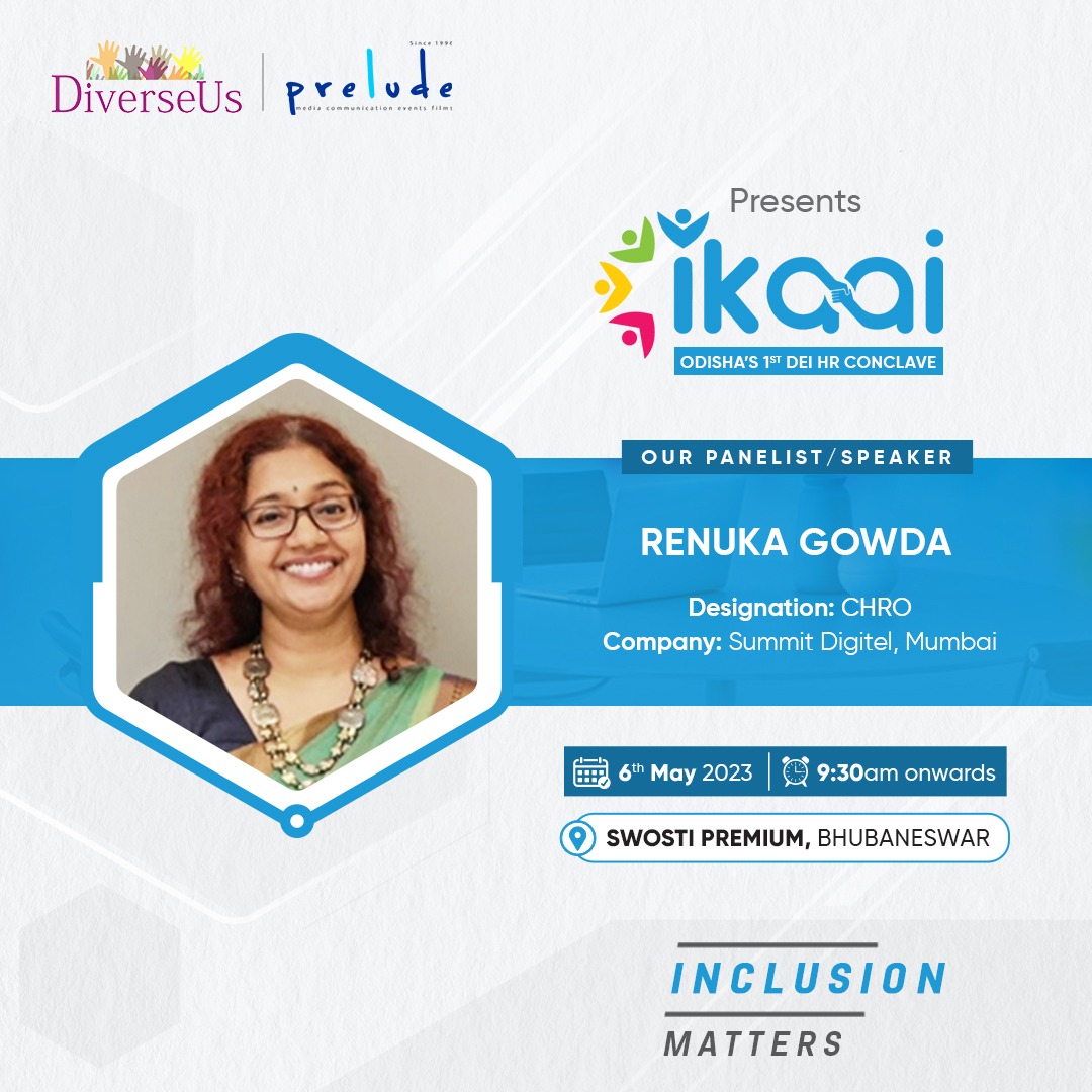 DiverseusS's tweet photo. From Mumbai to Odisha, Renuka Gowda, CHRO at Summit Digitel will take the stage to talk about diversity, equity and inclusion in HR at IKAAI, Odisha's 1st DEI Conclave on 6th May 2023.

#IKAAI #Inclusive #Diversity #Workplace #Corporate #World #Neurodiversity #DisabilityInclusion https://t.co/ZcrHR4Qjsk