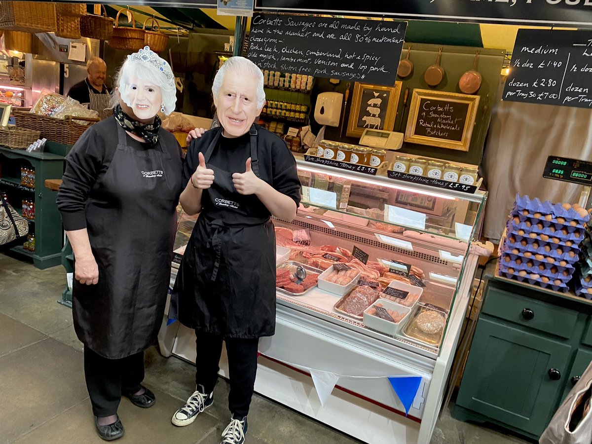 markethallshrew's tweet photo. We wish King Charles and Queen Camilla all the very best on their big day. 👑🇬🇧👑

Our awesome market is open all day until 4pm. Swing by for independent shopping and some of the best street food and cafes in town. 

#coronationday #openasnormal #shrewsburymarkethall #shrewsbury https://t.co/dPQe0iliWu