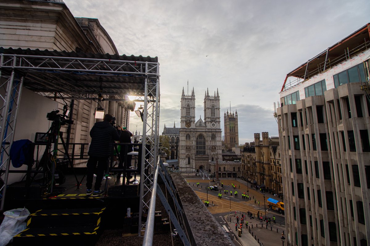 MCHW's tweet photo. It's #Coronation Day! 70 yrs ago no media organisation was allowed on our roof - today we expect a global audience of billions to watch as media organisations from around the world broadcast from our roof... https://t.co/4pNZ2dsIg5