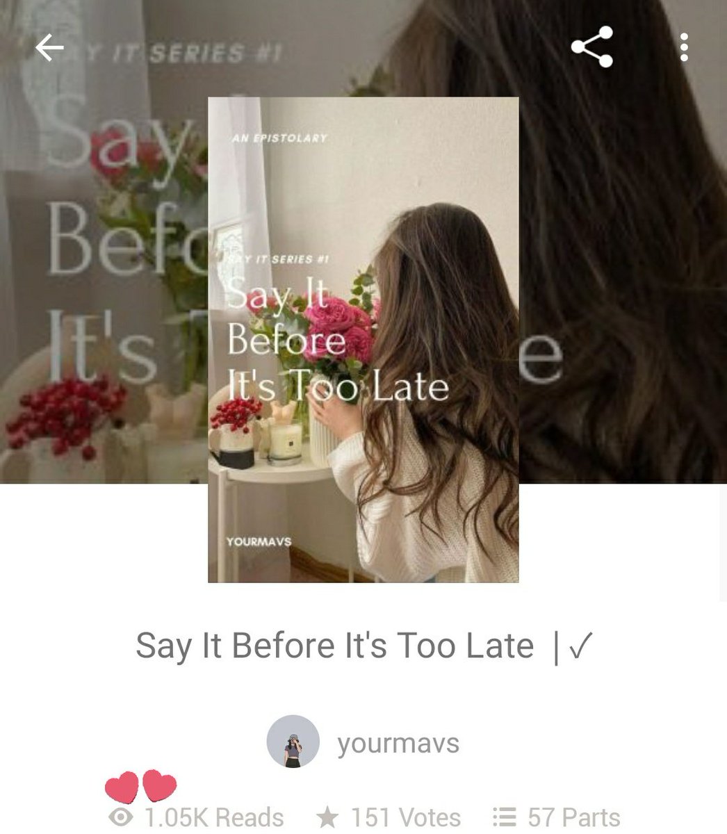 mavswp's tweet photo. SIBITL just reached 1.05k reads! Omg—My heart is so happy🥺 Thank you is not enough but still... Thank you so much for supporting, Say It Series #1. Yes, it became a series even though I wasn't really planning it.

Say It Series #2-Say It Again is already published and completed! https://t.co/smZMf82ddE