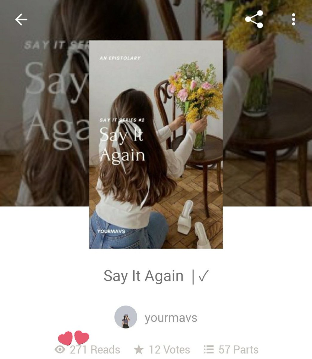 mavswp's tweet photo. SIBITL just reached 1.05k reads! Omg—My heart is so happy🥺 Thank you is not enough but still... Thank you so much for supporting, Say It Series #1. Yes, it became a series even though I wasn't really planning it.

Say It Series #2-Say It Again is already published and completed! https://t.co/smZMf82ddE