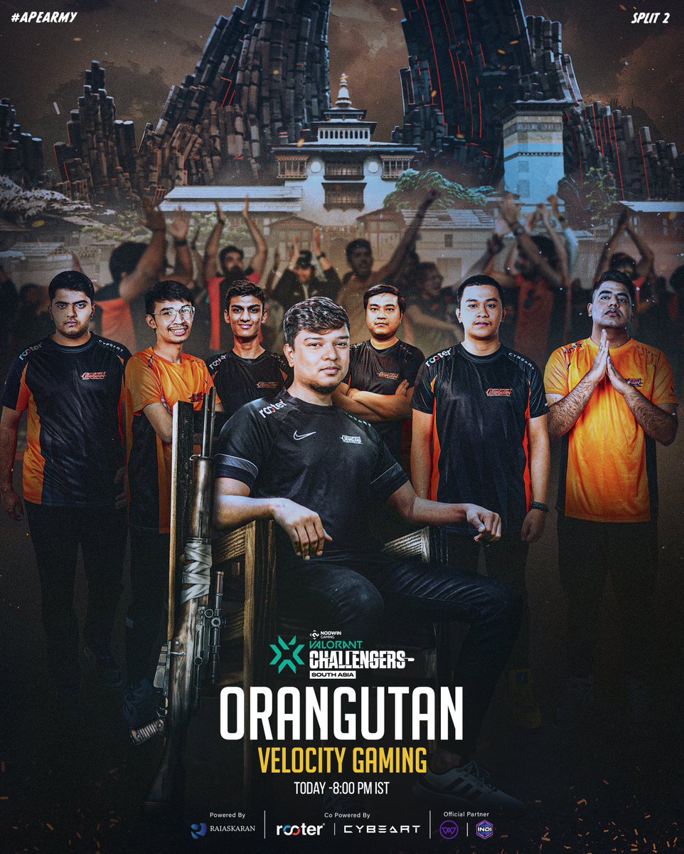 Orangutan (@orangutan_gg) on Twitter photo We face <a href="/officialvlt/">Velocity Gaming</a> tonight in a crucial B03!
Time to go all out. Tune in at 8pm IST to catch the game live π
#ORANGUTAN #VCLSA We face <a href="/officialvlt/">Velocity Gaming</a> tonight in a crucial B03!
Time to go all out. Tune in at 8pm IST to catch the game live π
#ORANGUTAN #VCLSA
