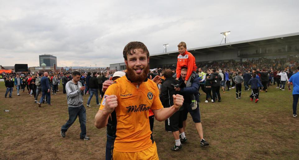 NCAFCOnThisDay's tweet image. On this day in 2017..
Newport County 2-1 Notts County
Rodney Parade
Newport County defender Mark O’Brien celebrates at full time after his winning goal in a 2-1 home win over Notts County completed the Great Escape from seemingly certain relegation.