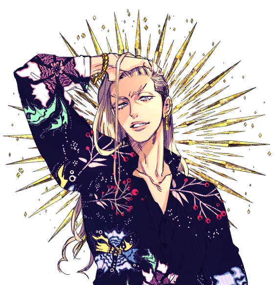 髪を編む前。 ゴージャスな男最高なので描くだけでいやし効果ある… 仕事します