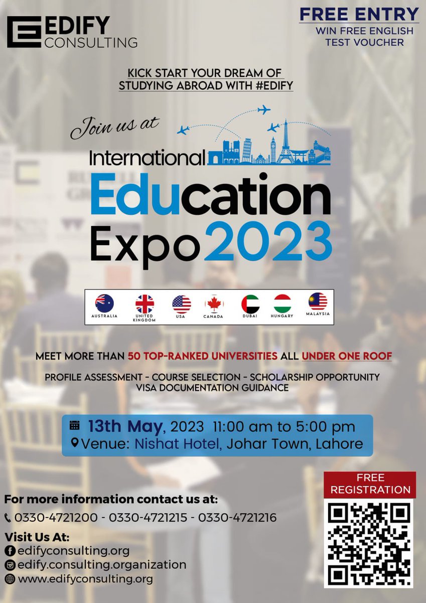 EdifyCon's tweet photo. 📣 Attention all students! ✈️✨
🌍 International Education Expo 2023
Registration Link: https://t.co/iSngNdpAyM
✅ Sign up for the Year's Biggest Education Event! https://t.co/9JN47cTi3z