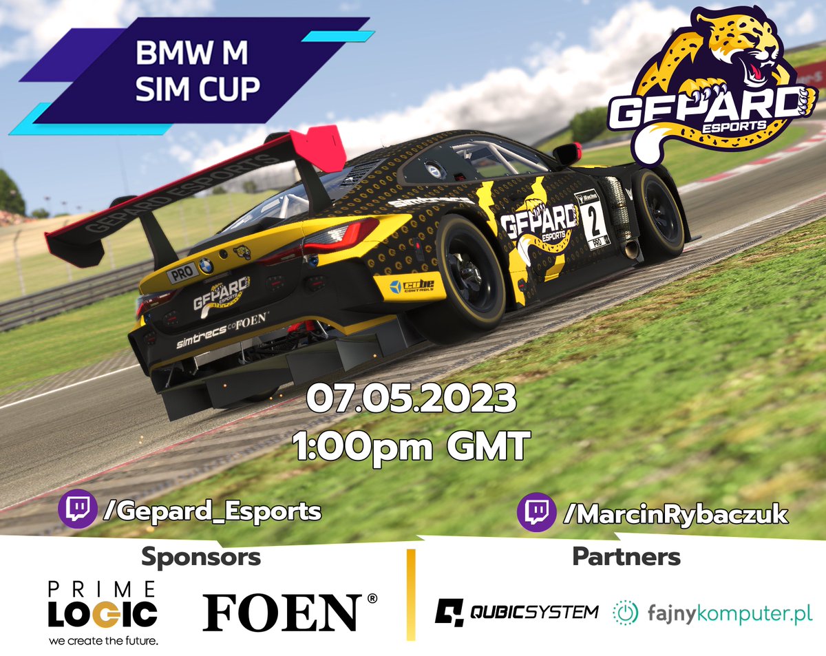 apexoneteam's tweet photo. Round 4 of BMW M SIM Cup at Nurburgring starts tomorrow at 1:00 pm GMT ⏰
Four GT3s in our lineup - we will be live on Twitch📺 Join us there!
https://t.co/EztT0aeJiR
https://t.co/zjES9jeh9V
#ReleaseGepard #simracing https://t.co/r6U9p0TYte