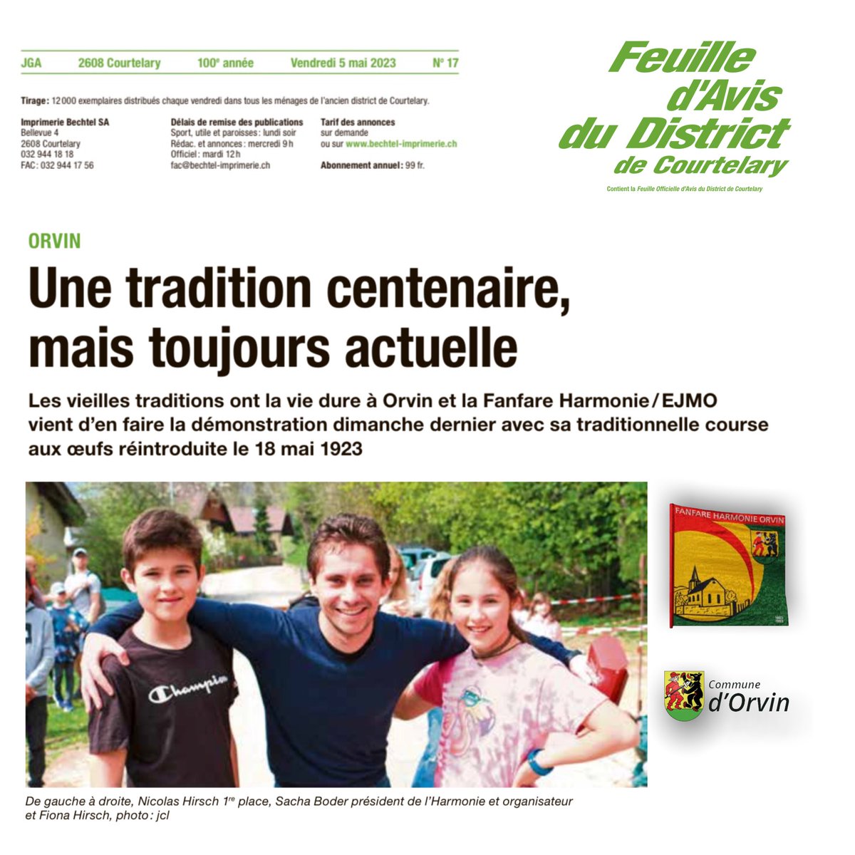 Orvin_Officiel's tweet photo. ℹ️📰 INFORMATION LOCALE 📰ℹ️
Une tradition devenue incontournable grâce à une société locale motivée et motivante…
#orvin #fanfare https://t.co/Wq8gs9epJK