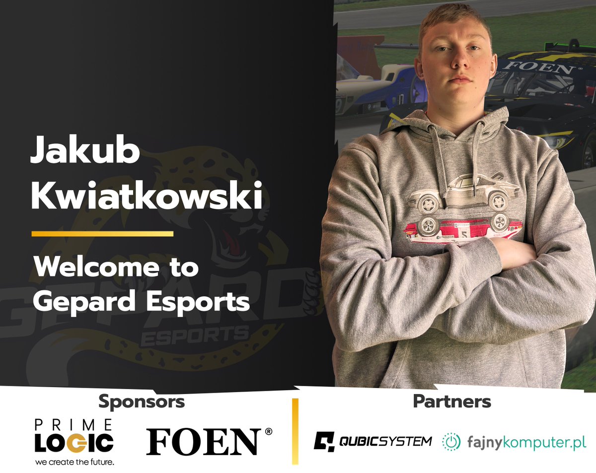 apexoneteam's tweet photo. ⭐️Jakub Kwiatkowski to Gepard Esports, HERE WE GO!
Simracer with #1 iRating in Poland joins our team. Our Herd is getting stronger💪
Join Jakub today at 15:00 driving in BMW M SIM Cup on our Twitch: https://t.co/EztT0aeJiR
Welcome Giga @Kwiatos2!
#ReleaseGepard #simracing https://t.co/LZ2EUgSIqC
