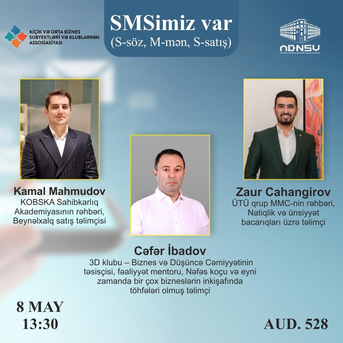 Attention all #ASOIU students! We are excited to announce an upcoming #seminar on “SMSimiz var”. This is an excellent opportunity to expand your knowledge in the field and network with #professionals in the industry. The seminar will be held on May 8 from 13:30.#ASOIU