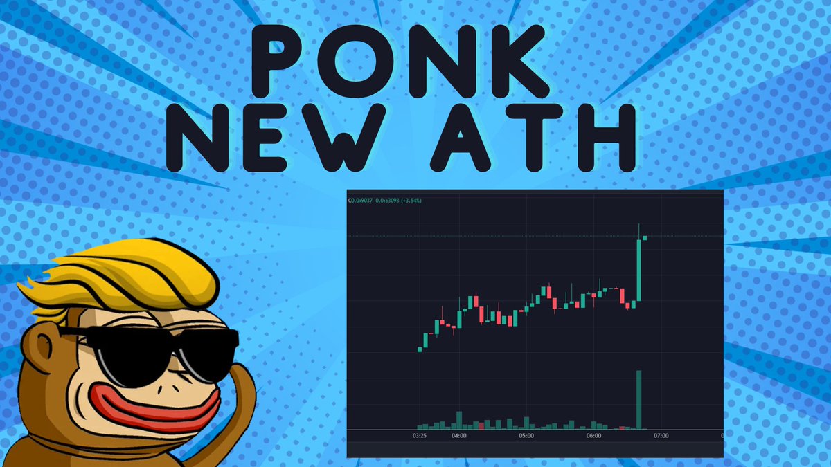 PonkETH's tweet photo. 🐒🎉 PONK just smashed its All-Time High! 🚀💥 We're soaring through the jungle, and it's all thanks to our amazing community! 🍌 Keep up the fantastic vibes, PONK fam! #PONK #PEPE https://t.co/M2MDRZ9fGR