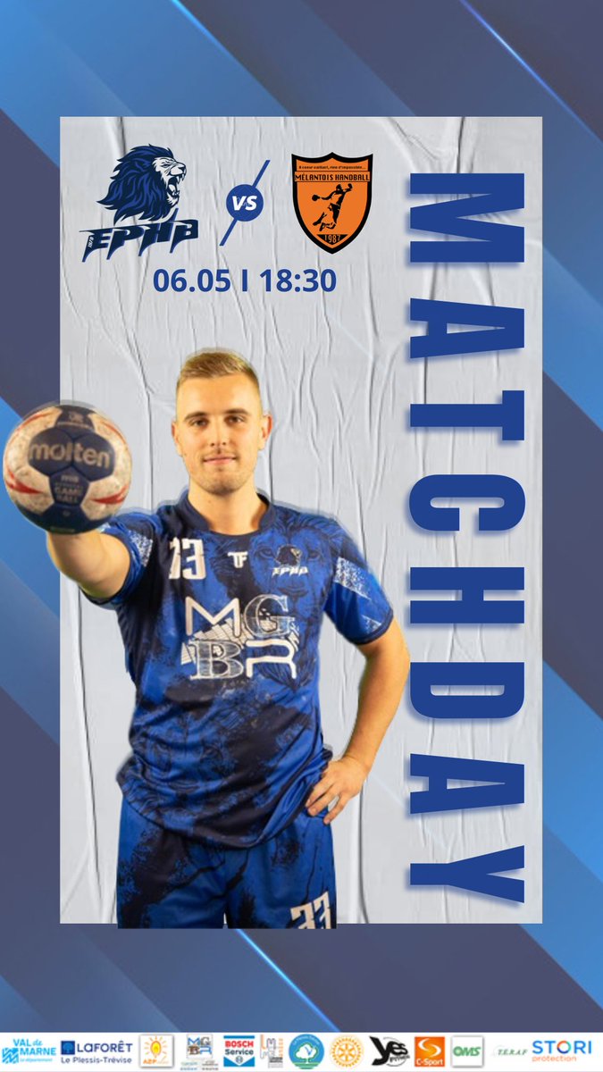 #JOURDEMATCH

📅 Samedi 6 mai
🏠 Espace Omnisports Philippe de Dieuleveult
🕗 18h30
🆚 MELANTOIS

Venez encourager vos 🦁 !! 🥁

ALLEZ LES 🦁 ALLEZ L'EPHB 💙🤍