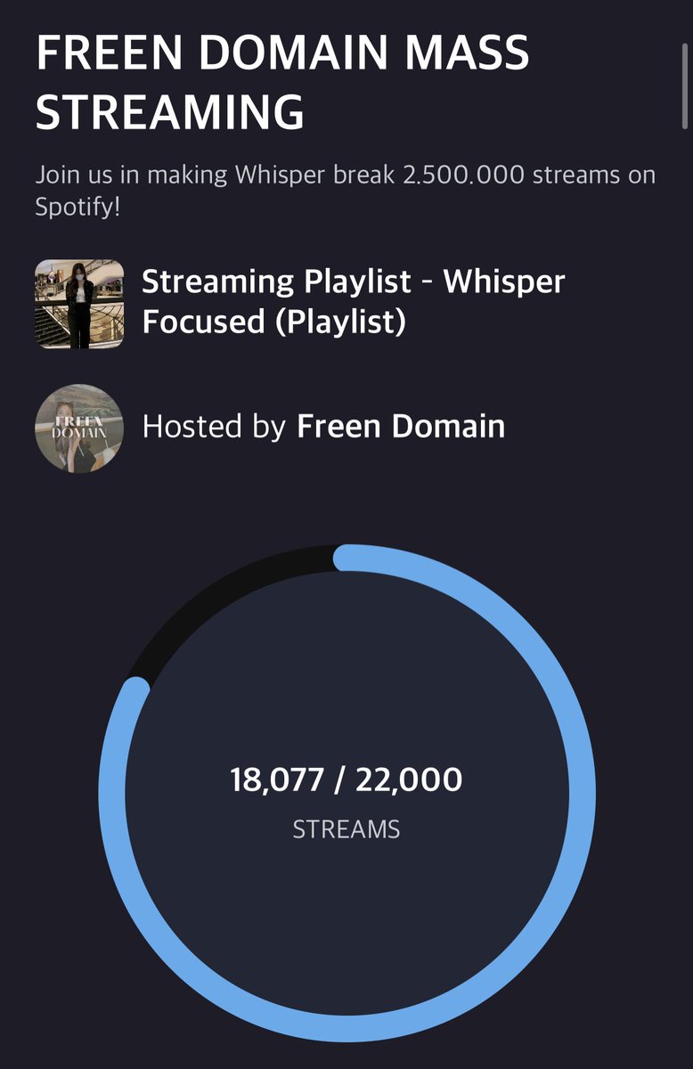 freendomain's tweet photo. [ 🚨 MASS STREAMING UPDATE ]

As of 3:07 PHT MAY 6
GOAL — 18,077 / 22,000

DOWNLOAD &amp; JOIN on @renaissanceapp
🔗 https://t.co/o2U0PkAn07

#srchafreen #WhisperWithFreenWeek1 https://t.co/WEQfY3HFog