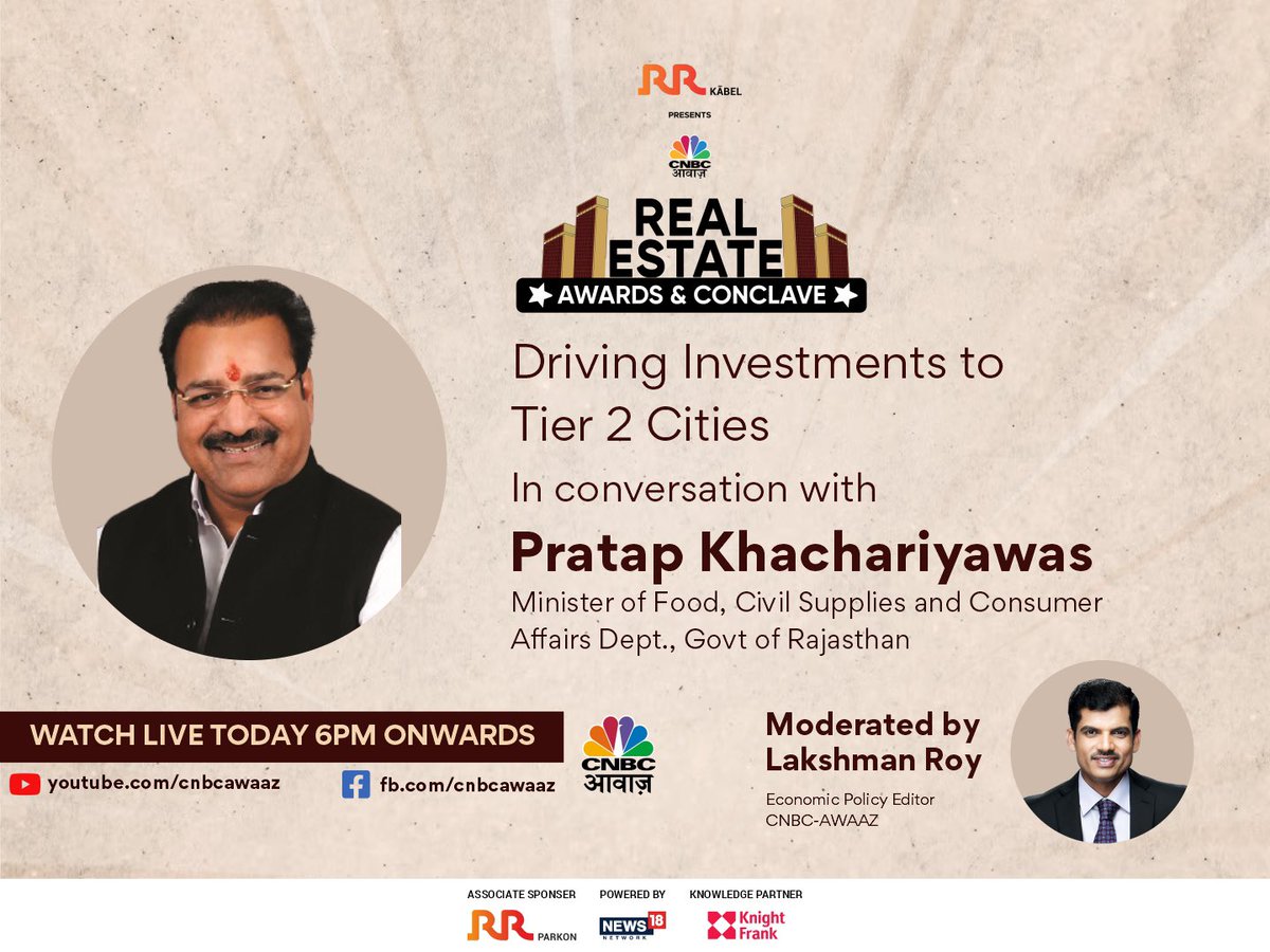 Joining us is the esteemed @PSKhachariyawas, as he shares is invaluable insight on driving equitable economic growth across India at the 14th Real Estate Awards and Conclave with @_RRKabel and @CNBC_Awaaz.

#CNBCAwaazREA2023 #Partnered @KnightFrank_IN