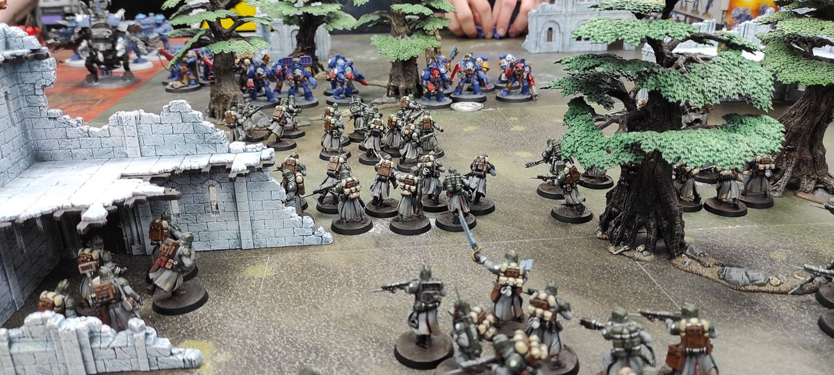 I took the #DeathKorps out for a game against some noble Ultramarines, with a 1,000pt list that included 136 korpsmen. My opponent had about twenty Terminators. The results were fun, but predictable!
#WarhammerCommunity