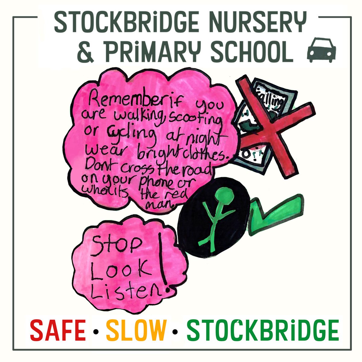 stockps_parents's tweet photo. Tips for older kids from the #SlowSafeStockbridge crew
Eyes ๐ off phones ๐ til the green ๐ man is out๐ถโโ๏ธ
#dailychallenge #SafeSlowStockbridge #community #stockbridgeedinburgh #stockbridge #edinburgh #art #creativity #roadsafety https://t.co/7efUDw1BXZ