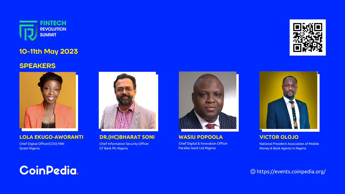 CoinpediaEvents's tweet photo. Speakers of the Fintech revolution summit come together to discuss how Nigeria will become Africa’s next Fintech hub.@TraiCon_Events 😍

➡️@LolaEkugo 
➡️@gtbank 
➡️@honolukay 
➡️@OLOJO_V

Find more information about the event here👇
https://t.co/PUYBc0HyKr https://t.co/LspRmJgcmH
