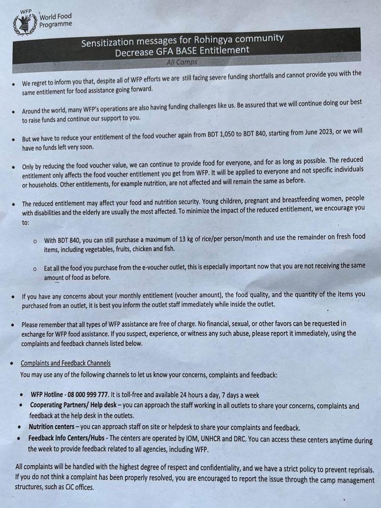 WFP is going to reduce another $2 USD from E-voucher for each Rohingya Refugee from June 2023.

First $12 to $10, now $10 to $8.

Around 60% of #Rohingya Refugees are children and 52% women. 

The international community can't imagine how #Refugees may die without #Food.