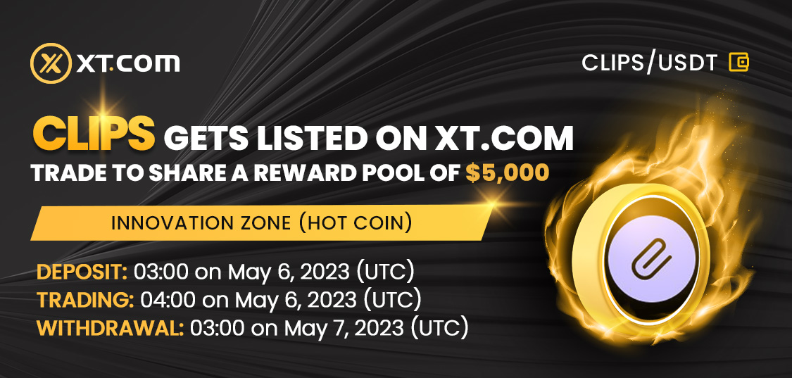 XTexchange's tweet image. #XTexchange listed @clipstoken in the Innovation Zone (HOT COIN) under the CLIPS/USDT trading pair.

🏆 Start trading CLIPS and win a share of the $5,000 #rewardpool.

𝘋𝘌𝘛𝘈𝘐𝘓𝘚: ⤵️
xtsupport.zendesk.com/hc/en-us/artic…

#crypto #cryptocurrency #tokenlisting