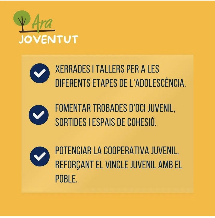 AraCollsuspina's tweet photo. Des d’ 🌳Ara Collsuspina tenim els projectes 🌞 clars i els volem compartir : Ara 🧑🏻‍🦱👱‍♀️Joventut. #somhi #millorem #totssomcollsuspina #joventut #poble https://t.co/LGc9ZTYWLe