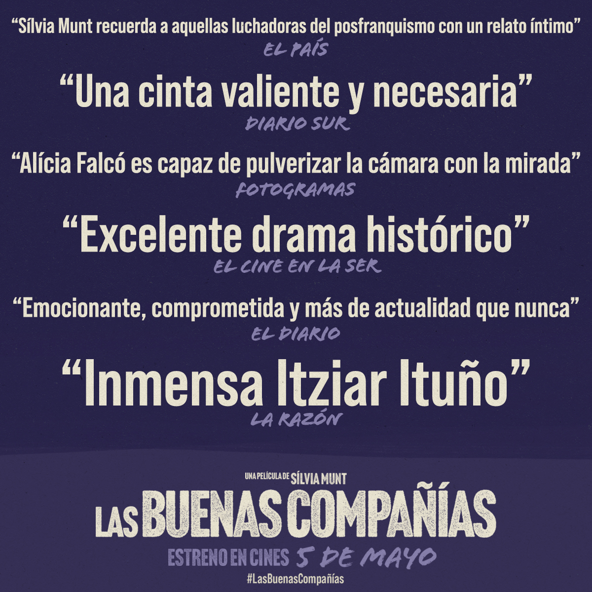 filmax's tweet photo. 💥 Inmensas interpretaciones de las actrices protagonistas
💥 Historia emocionante y necesaria
✍️ La crítica especializada se une con elogios a la revolución de #LasBuenasCompañías, la premiada película de Sílvia Munt. 🎟️ ¡Ya en cines! https://t.co/TmLIKAhgjO
