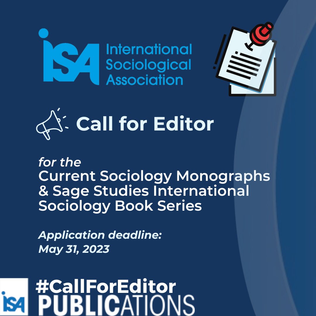 👀 We are looking for our next Current Sociology Monographs &amp; Book Series Editor.  
📣Don't miss this opportunity. Find all the information here: buff.ly/3ZVT61C 
#Editor #AcademicChatter #AcademicService #AcademicTwitter #academiclife