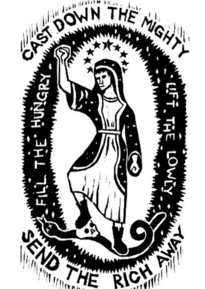 today has to be a Magnificat day all day long!

'He casts down the mighty from their thrones
and raises the lowly.
He fills the hungry with good things, and the rich he has sent away empty' 
Mary, Queen of Justice, Pray for Us

#NotMyQueen #NotMyKing  #DefendDissent