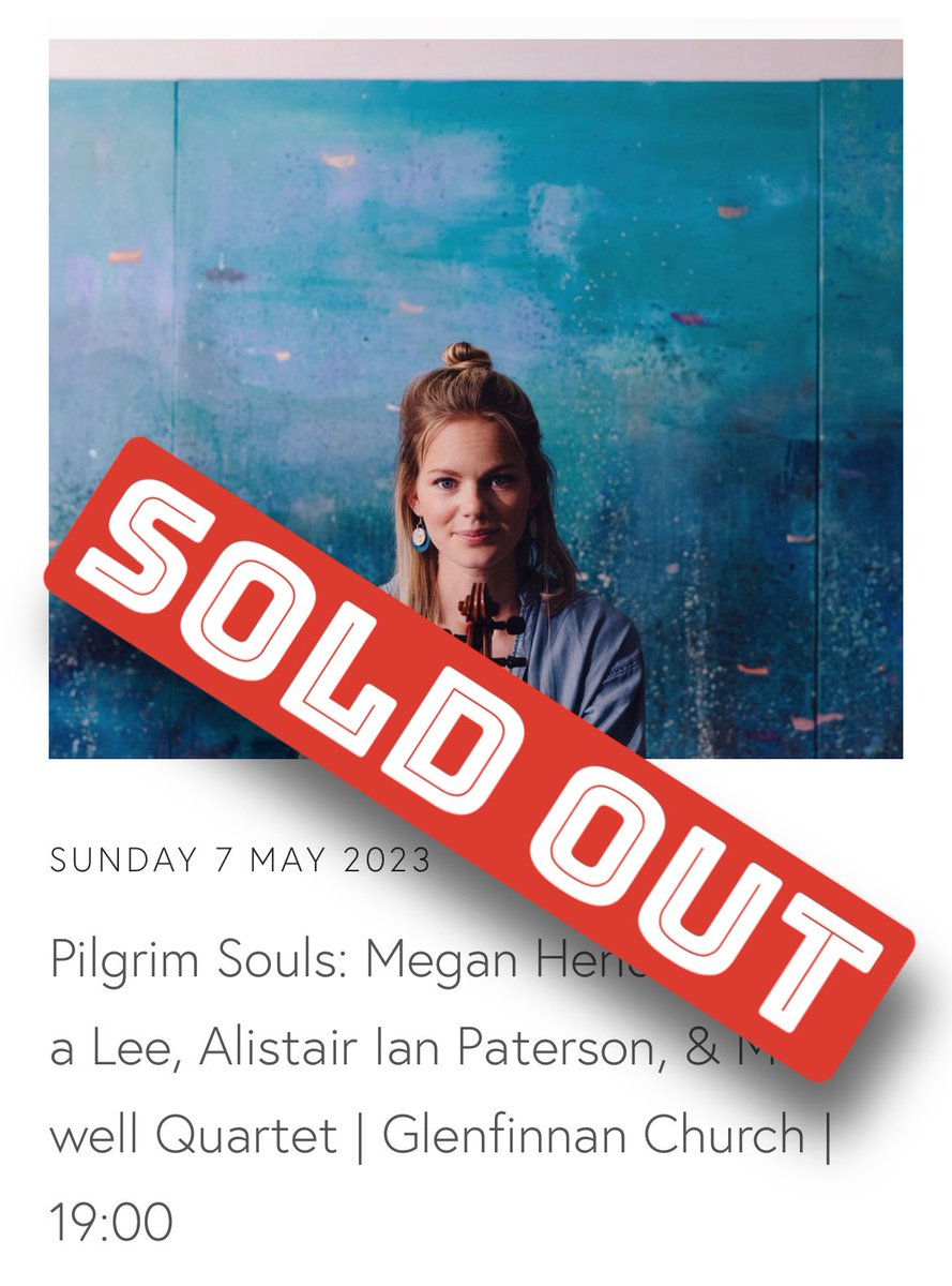 Sunday night’s performance of Pilgrim Souls by Megan Henderson with @sualeecello, Alistair Ian Paterson and the @MaxwellQuartet is now sold out! We’re looking forward to a fantastic festival finale! #lochshielfestival