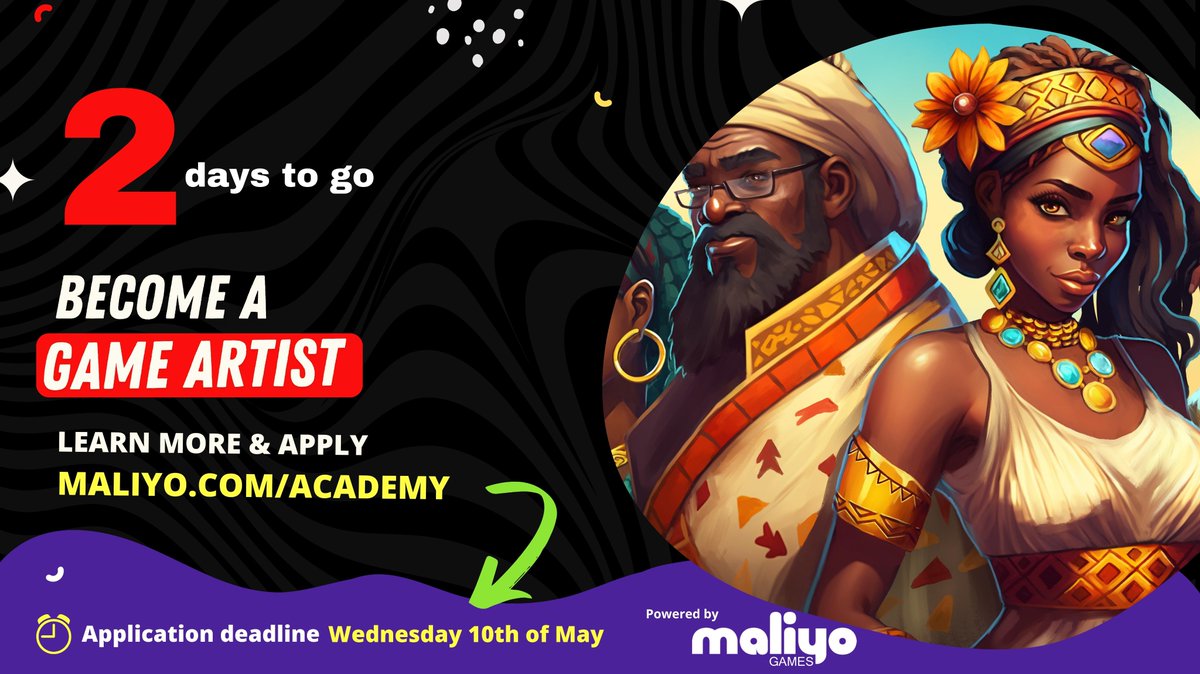 Unlock your potential as a game designer! 

Apply now for our game art design training programme at maliyo.com/academy. Share with friends as well. 

#africa #design #Career #training #engineering #artist
#gamedev #gamedesign #maliyogames #art