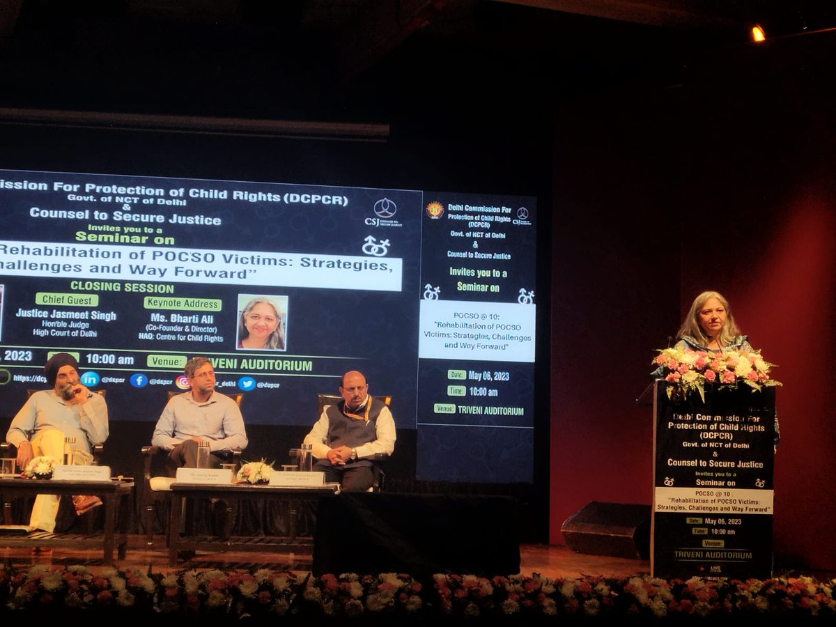 DCPCR's tweet photo. Ms. Bharti Ali, Executive Director and Co-Founder @HAQCRC presents special address at #DCPCRxCSJ Seminar #POCSOat10 🧵95/n https://t.co/ALU0XWsTE5