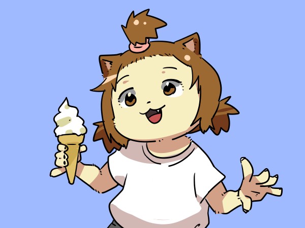 food ice cream solo animal ears brown hair simple background shirt  illustration images