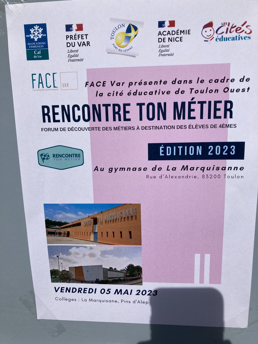 valpin83's tweet photo. Découverte des métiers pour Les élèves de 4eme du @LaMarquisanne83 et du collège des Pins d’Alep lors du Forum RENCONTRE TON MÉTIER ce vendredi 5 mai organisé par @FaceVar dans le cadre des cités éducatives Toulon Ouest.
#DSDEN83 @nneChiardola @AcademieNice
@PrefectureVar https://t.co/98rMy8z4aB