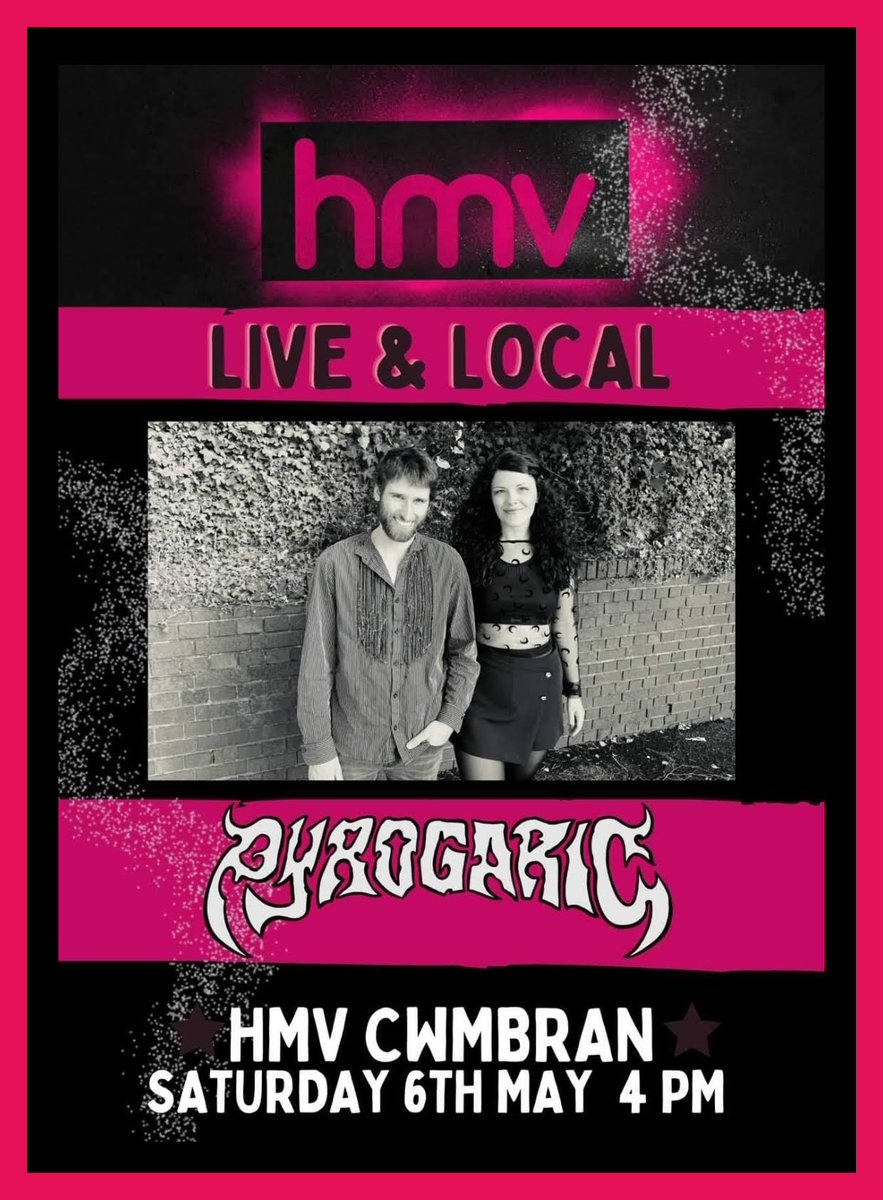 Don't forget we have Pyrogaric playing live in-store today from 4pm (free entry) 

#hmv #hmvcwmbran #hmvliveandlocal #livemusic #localmusic