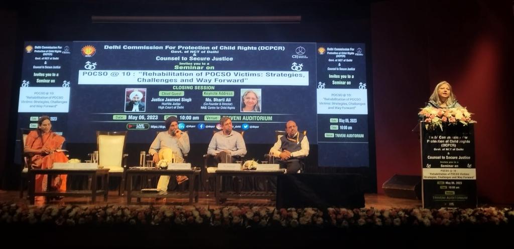 DCPCR's tweet photo. Ms. BhartiAli @HAQCRC talks about #reintegration, “I can provide many resources, but I will not have reintegrated the child unless I change the environment around the child which makes them feel guilt, shame, and like a burden.”
#DCPCRxCSJ Seminar #POCSOat10 🧵97/n https://t.co/iM6IuD12HK