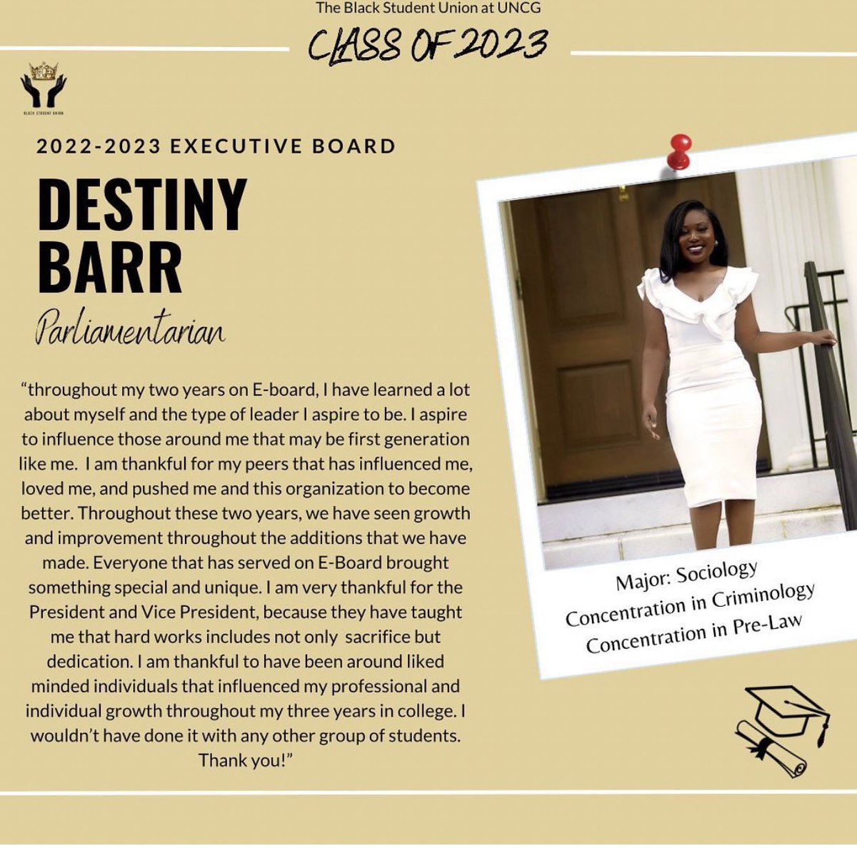 uncg_bsu's tweet photo. Congratulations to our Amazing Executive Board Members Destiny, Meshy, Camryn, James, and Michael-Michelle on graduating! You all made it! We thank you for all you’ve done for the Black Student Union at UNCG and wish you the best! 🤎✊🏾

#uncgbsu #blackexcellence #uncggrad https://t.co/GPKljVExs7