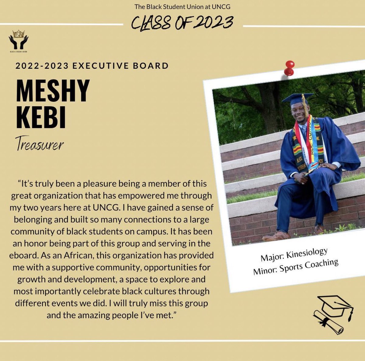 uncg_bsu's tweet photo. Congratulations to our Amazing Executive Board Members Destiny, Meshy, Camryn, James, and Michael-Michelle on graduating! You all made it! We thank you for all you’ve done for the Black Student Union at UNCG and wish you the best! 🤎✊🏾

#uncgbsu #blackexcellence #uncggrad https://t.co/GPKljVExs7