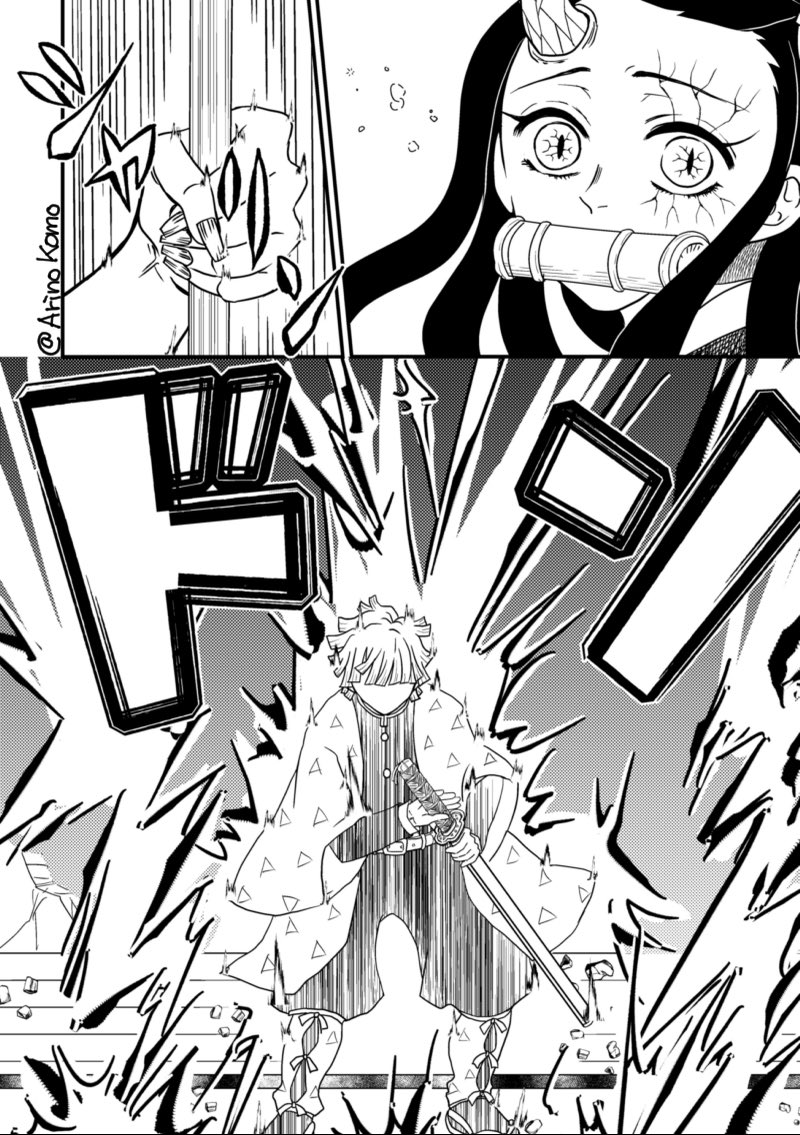 Jira.さんのツイートで妄想が爆発したので漫画にしました!ガチ切れ強キャラの善逸描いてて楽しかったです!!今回の鬼は首切って終わりじゃないけど、こんなシーンも見たかったということで。 Jira.さんには許可いただいてます😊