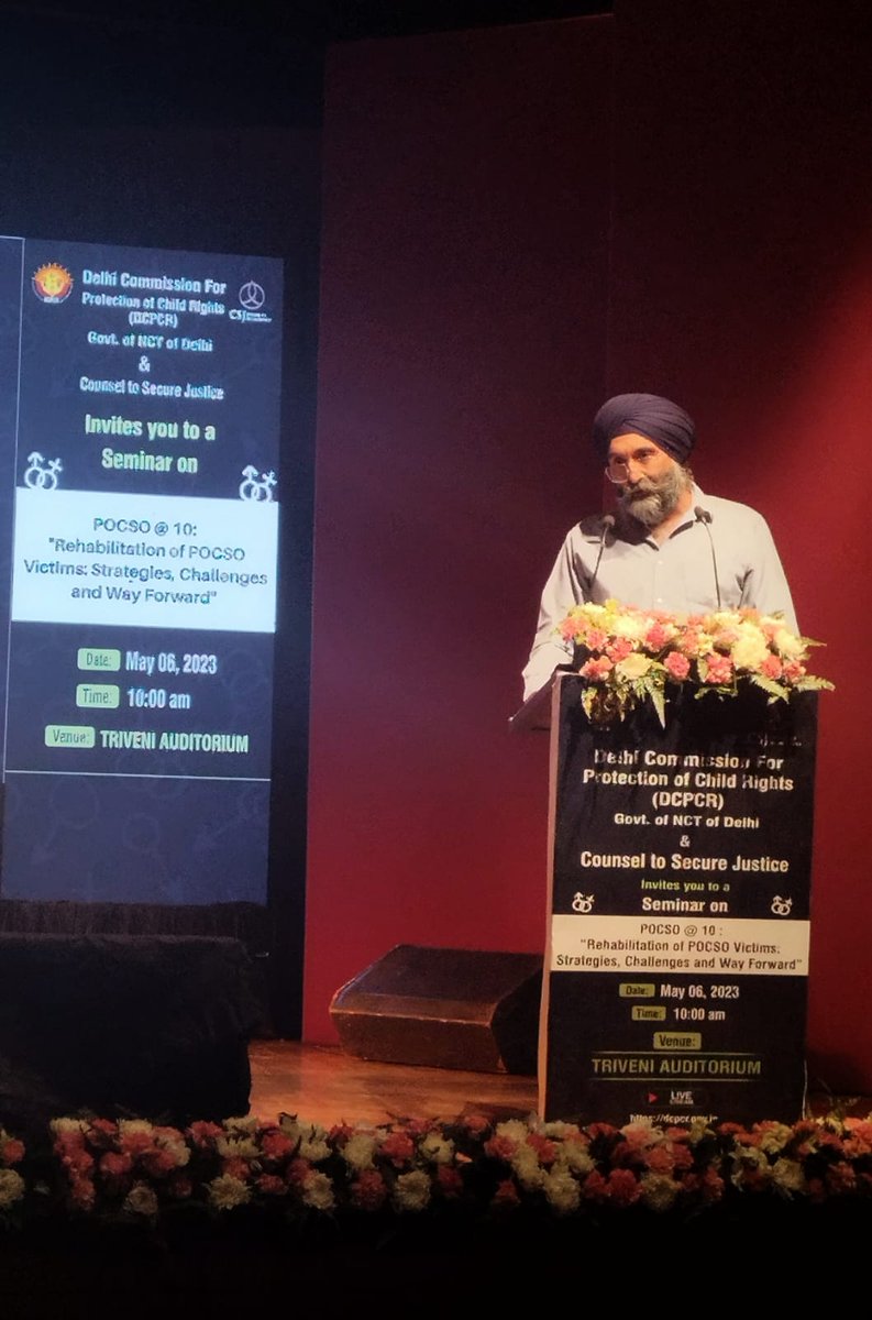 DCPCR's tweet photo. “POCSO is not only punitive but also assures affirmative actions; there is imprisonment on one hand and granting compensation on the other”
~ Hon’ble Mr. Justice Jasmeet Singh, Judge, Delhi High Court making the closing remarks at #DCPCRxCSJ Seminar #POCSOat10 🧵103/n https://t.co/oRf45X2dDF