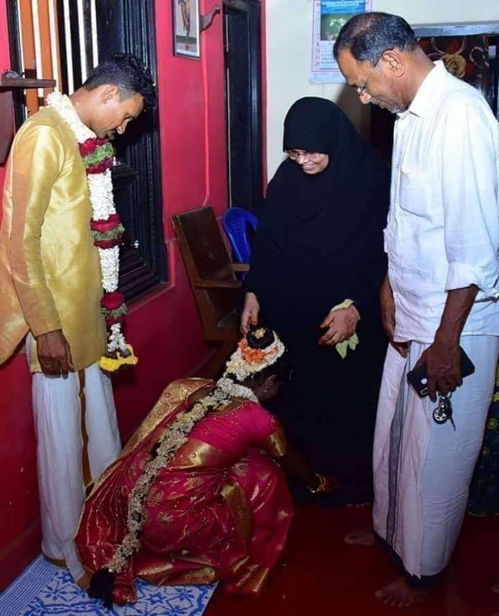 The Real Kerala Story :

This Muslim couple - Abdullah & Khadija - from Kasargod, Kerala adopted a 10-yr-old Hindu girl when she lost her parents. She is 22 years old now. Her adopted parents married her to a Hindu boy with all Hindu customs.