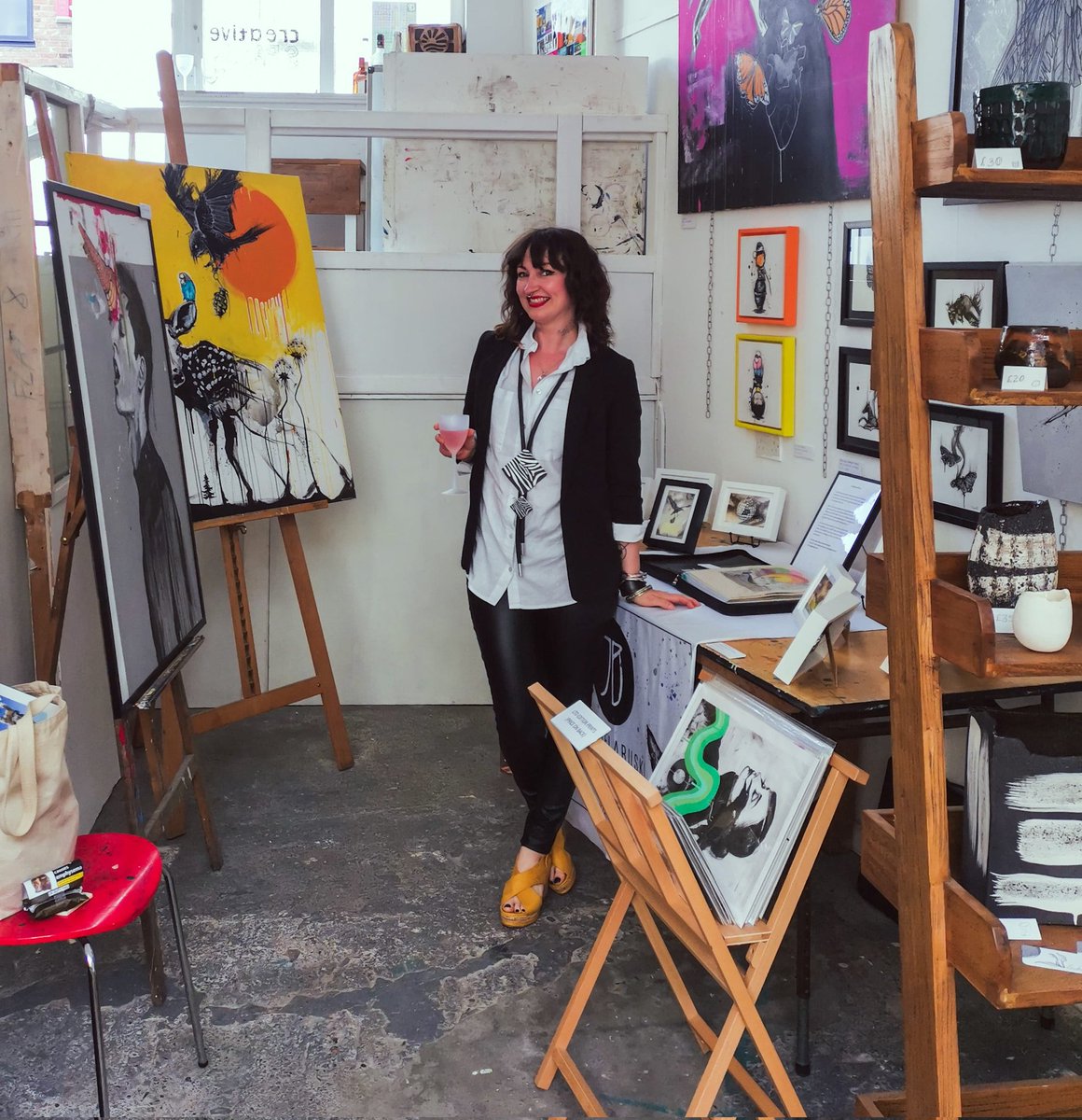 JoniBelaruski's tweet photo. It was such a joyful PV last night at @holdcreativespaces. I got to chat to many friends old &amp; new. Everyone's work looked fab on the wall with art flying out the door. The studio is open today from 10am. Lots of prices slashed so get down there &amp; nab a bargain.

#artgallery https://t.co/z4yAlH0uzw