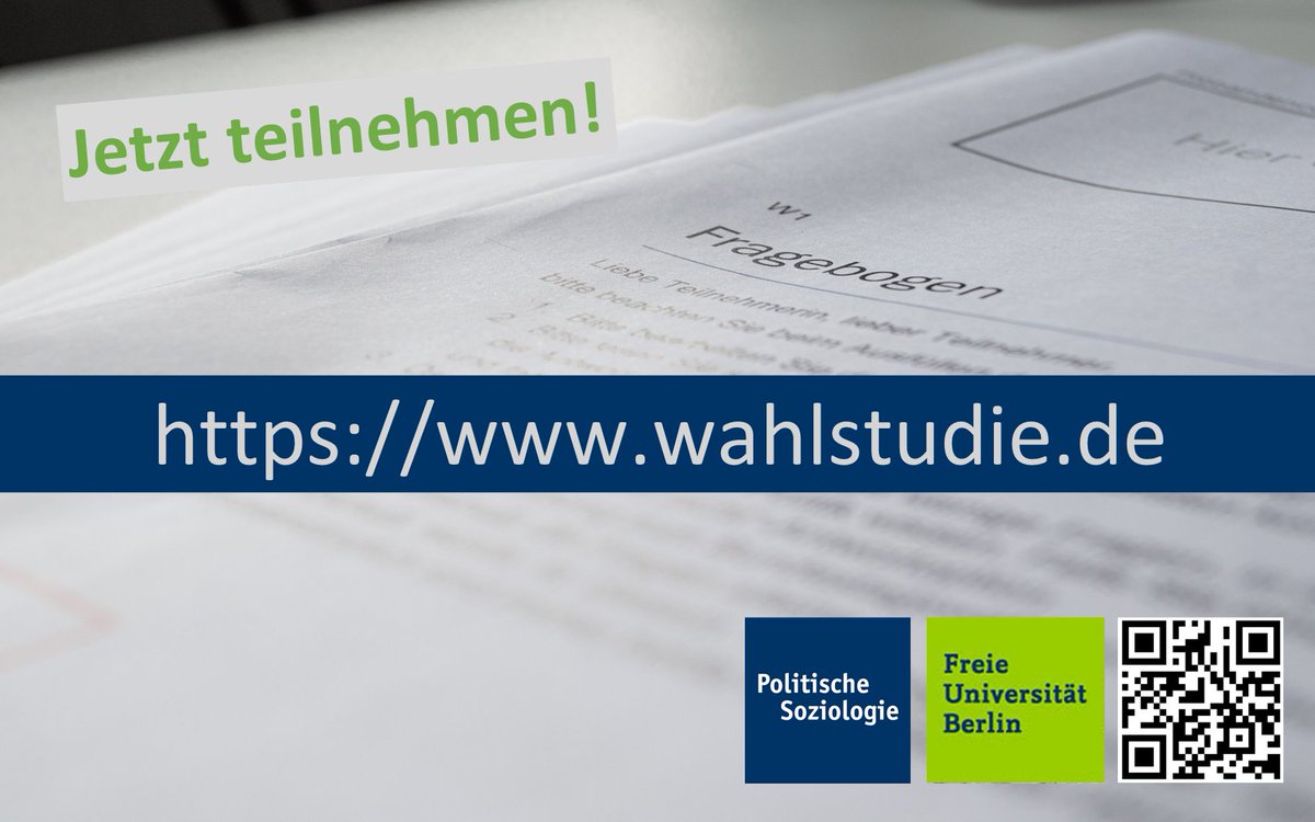 Eine kleine, feine Studie zu einem wichtigen Thema - Wahlrecht. Wir freuen uns über viele Teilnehmer:innen, es dauert (nach den bisherigen Teilnahmen) wirklich nur 10 Minuten u verlosen zum Dank Einkaufsgutscheine. :) wahlstudie.de