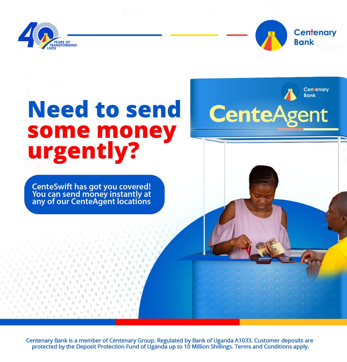 MediaScapeNews's tweet photo. #CenteSwift allows you to send/receive money to both Centenary Bank customers and non-customers. Download the Cente mobile app or visit any of the near by agents for more details. #BankingReimagined #CenteMobileApp https://t.co/Pt9YdGbO3A