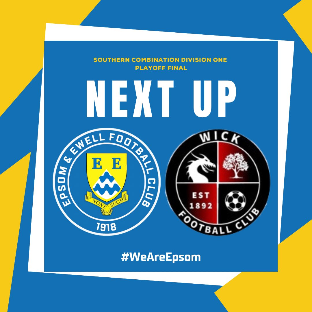 🏆Playoff Final 🏆day the big day has come 

🆚 Wick FC (@wick_club )  

📅 Saturday 6th May 2023

🏟️ Fetcham Grove, L’head, KT22 9AS

⌚️ Kick-Off: 3.00pm

🎟️ Adult - £8 | Concession & U16s - £4

📖 Printed Programme - £1.50

🍔🍻Food & Drink available

#WeAreEpsom