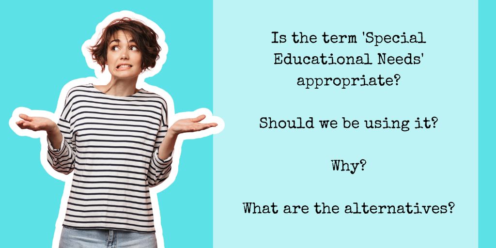 PookyH's tweet photo. SEND

I was recently challenged on the use of the term 'Special Needs' so I'd love to open the discussion about whether this term is okay or outdated... 

It's deeply embedded within our sector (but that doesn't mean it's okay) 

Please share your thoughts in thread &amp; RT https://t.co/tGEb8iWOar