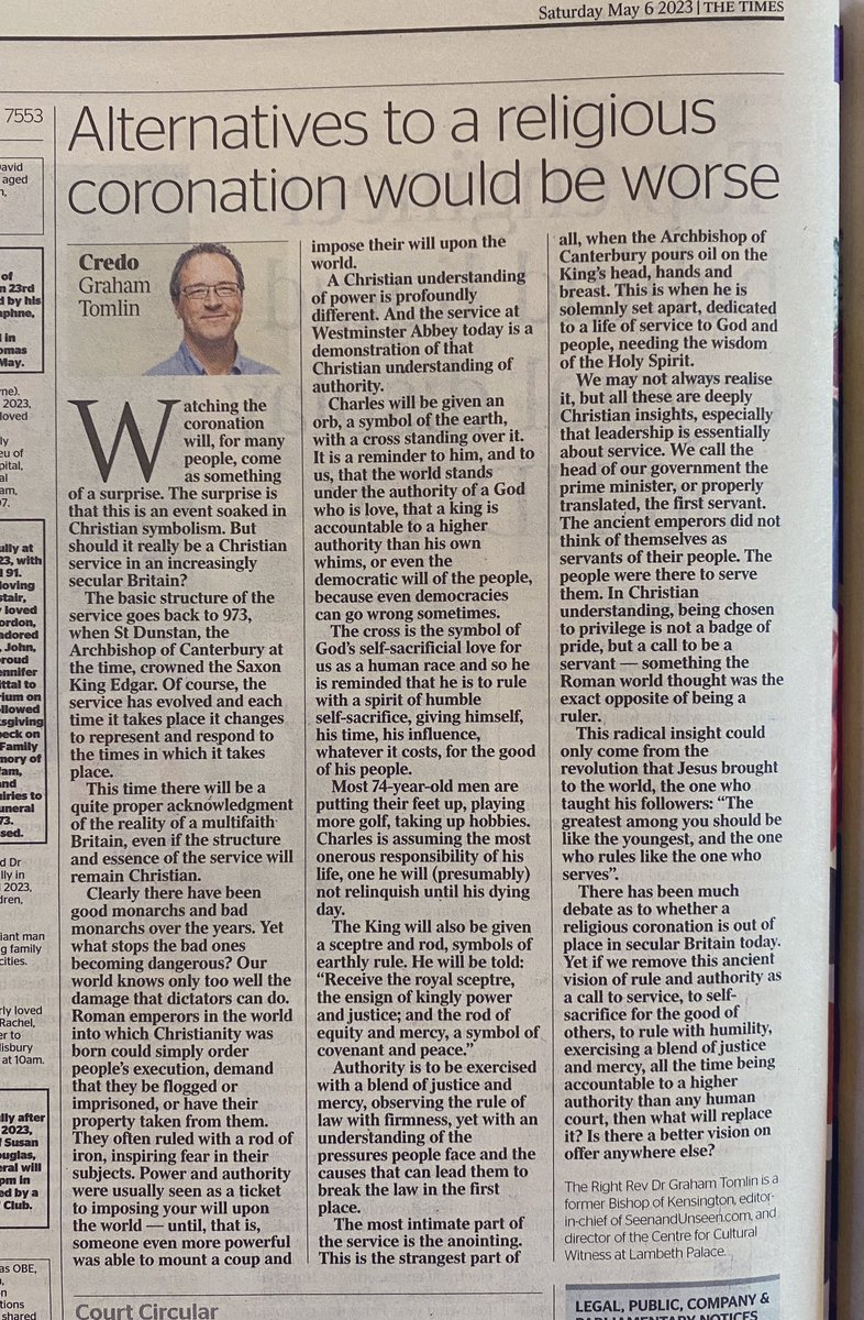 gtomlin's tweet photo. My Credo in the Times today on how today's service subverts ideas of privelege and power in the monarchy - and it's all down to its deeply Christian character. https://t.co/XB7YDwDJk8
